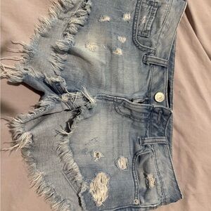 Express Light Blue Distressed Jean Shorts